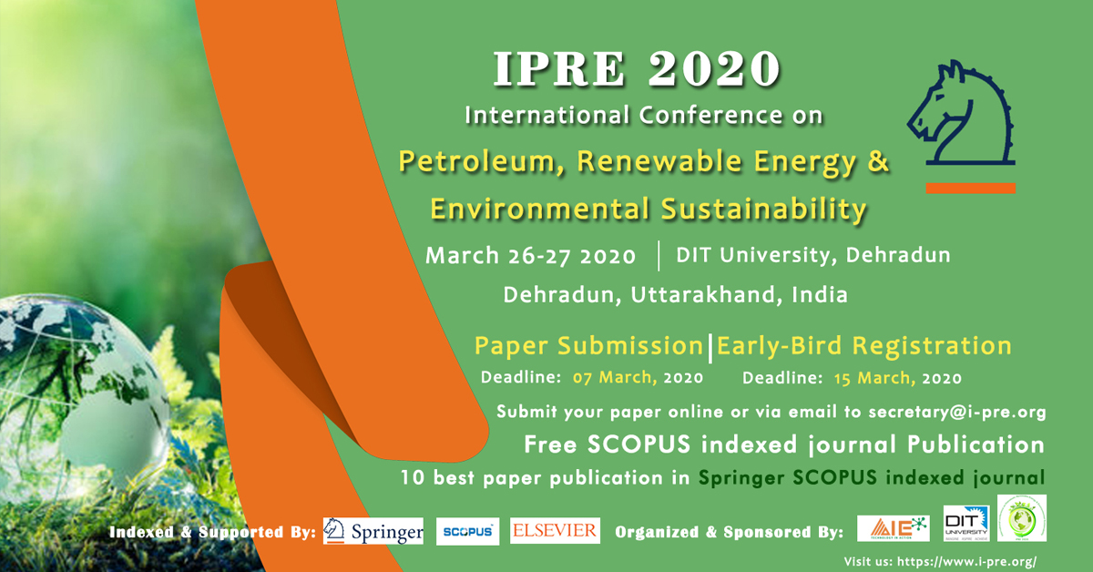 Scopus Indexed International Conference On Petroleum Renewable Energy Amp Environmental Sustainability Ipre 2020 Conference